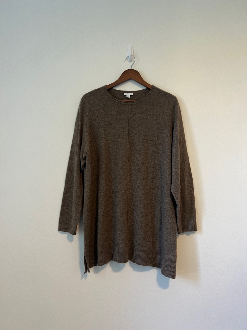 J. Jill Size 2X Crewneck Tunic Sweater in Brown